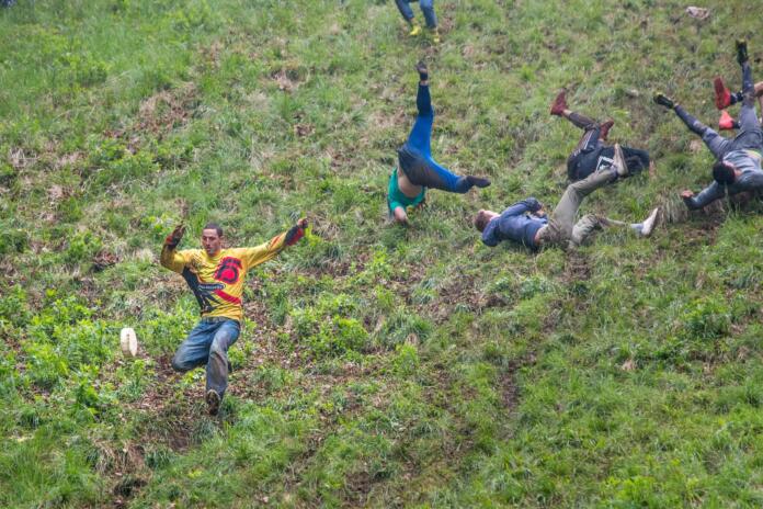 Cheese Rolling race, Brockworth, Gloucestershire, UK - 28 May 2018