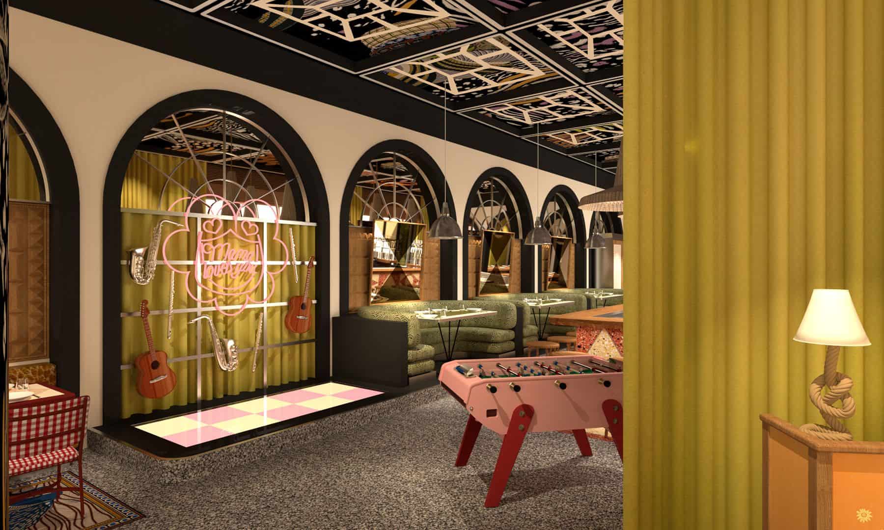 Mama Shelter vai abrir hotel “fora da caixa” no Porto com brunch, DJ sets, karaoke e muita cor Restaurante do Mama Shelter Porto
