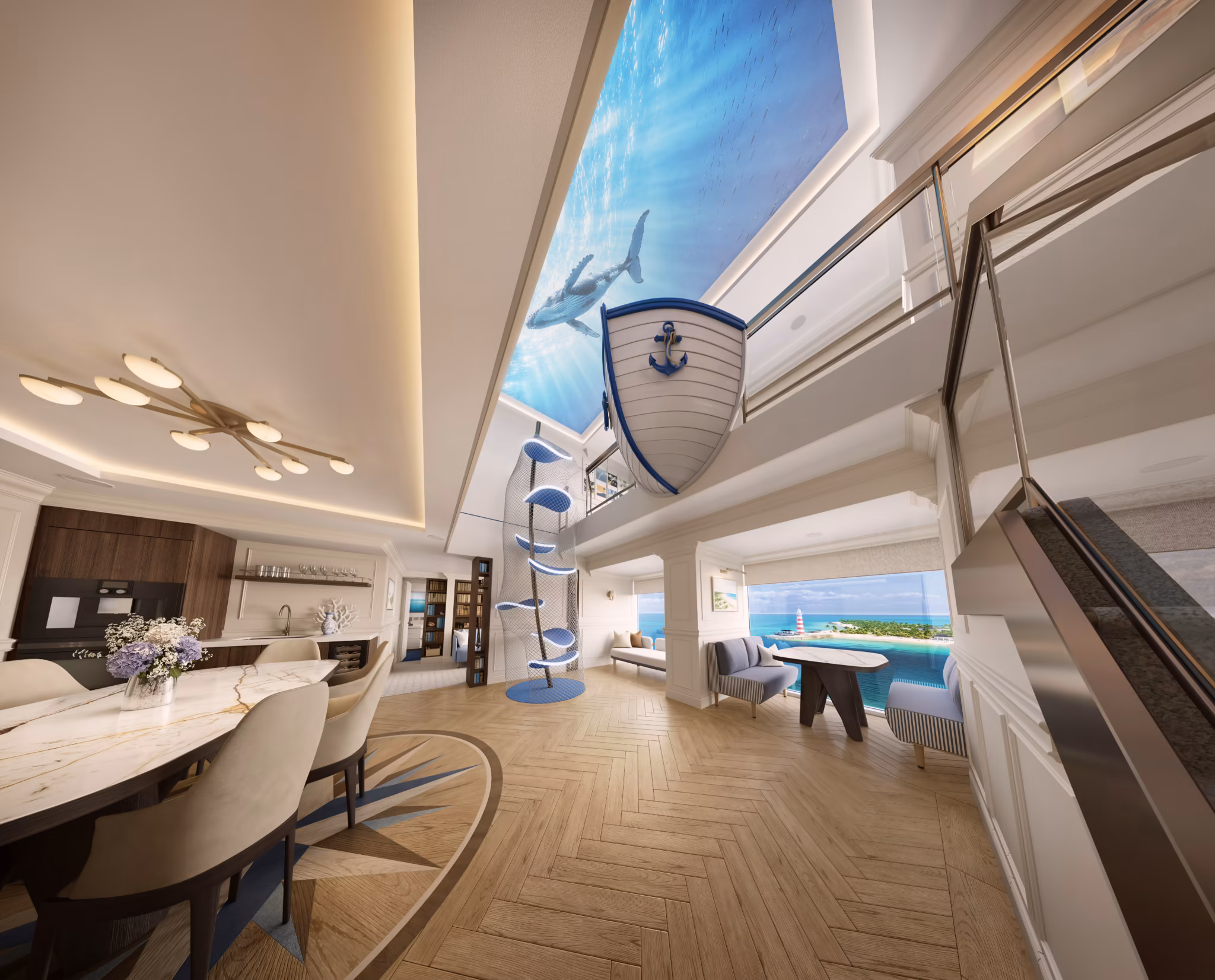 Parece uma mansão de luxo, mas fica a bordo de um cruzeiro